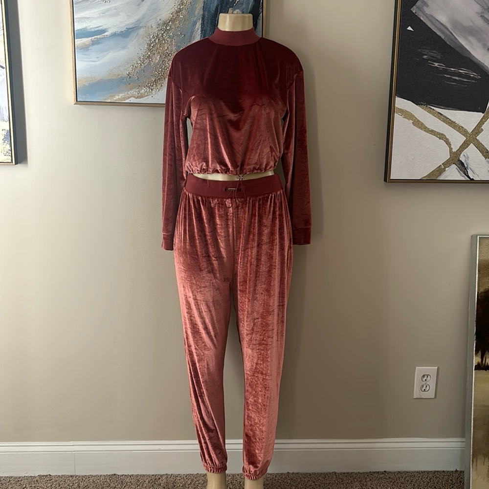 Topshop Velour Track Suit- Top is size 2 Pants are a size 8-10